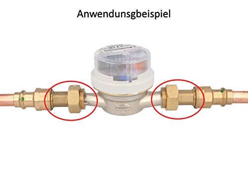 tecuro Wasserzähler Verschraubungen 3/4 Zoll Überwurfmutter x 1/2 Zoll Außengewinde (1 Satz = 2 Stück) - 2