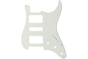 Musiclily Pro 11 Holes Round Corner HSH Strat Pickguard Pickguard for American/Mexican Fender Standard Stratocaster Electric Guitar, 3-Ply Aged White