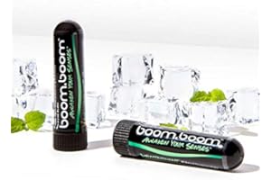 BOOMBOOM Inalatore Nasale - Oli Essenziali - Migliora la Concentrazione e la Respirazione, Allevia i Dolori - Gusto Fresco Menta - Confezione da 1