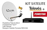 receptor satélite fonestar rds-584 whd Kit Parabolica 63cm + Receptor Fonestar RDS-584HD