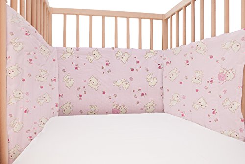 Baby Pink Kittens / SoulBedroom Cotton Cot Bumper Pad Half (180x30 cm)