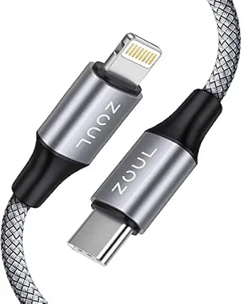 Zoul Type C 18W Fast Charging 2meter/6ft Nylon Braided USB C Cable for iPhone 12/12 Pro/Mini iPhone 11, 11 Pro Max Mini (2M, Grey)