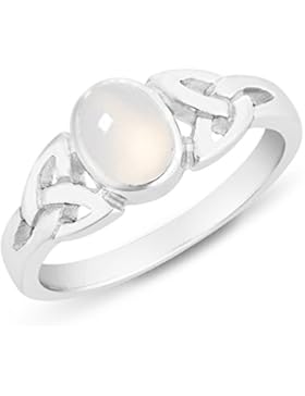 DTPsilver - Damen - Ring 925 Sterling Silber mit Mondstein - Keltisch Trinity Knoten