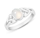 925er Sterlingsilber DTPsilver - Damen - Ring 925 Sterling Silber mit Mondstein - Keltisch Trinity Knoten