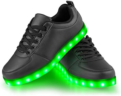 LEADFAS LED Shoes 7 Colors LED USB Rechargable Light Up Shoes of Unisex Men and Women For Thanksgiving Day Party Christmas Hallowen Gift LED Sneaker (7 UK/41 EU, BLACK)