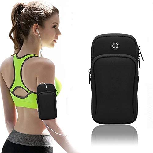 Mourkart AR-61 Universal Armband for Running Water Resistant Washable Mobile Holder Arm Bag for Fitness Gym Outdoor Sports, Armband for All Smart Phones - Deep Black