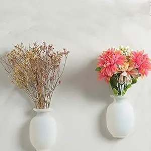 Praha Wall Hanging Silicone Vase Sticker Flower Pot Suitable for Home Kitchen Office Bathroom (4-Pcs.Set)