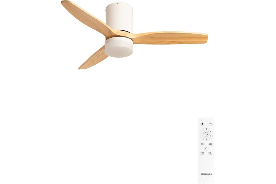 CREATE WINDCALM, ventilador de techo con luz y aspas efecto madera