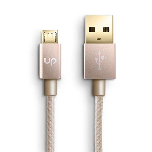 Uplink – 2m Premium Micro USB auf USB Kabel mit Metallstecker + Nylonmantel / besonders strapazierfähig | flexibles Lade- und Datenkabel mit vergoldeten Kontakten für Android, Samsung, HTC, Motorola, Nokia, LG, HP, Sony, Blackberry und mehr - 2
