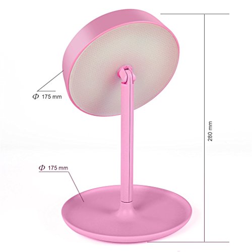 GraceU LED Kosmetikspiegel,Rosa intelligente Schalter Helligkeit wiederaufladbare 3-in-1 LED beleuchtete Make-up/Kosmetik Eitelkeit Spiegel Tisch Lampen H-DL-02 - 6