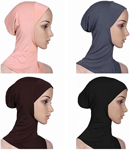 BaiTe 4pcs Lightweight Elastic Hijab Caps Full Cover Hijab Bonnet Islamic Scarf for Women Turban