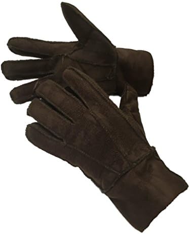 Mens Luxury 100% Sheepskin Leather Winter Warm and Cosy Gloves/Tan, Chocolate and Beige