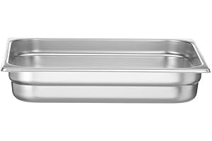 HENDI Contenitore Gastronorm, GN 2/3, resistenza termica -40 °C a 300 °C, compatibile con i forni a convezione, frigoriferi, bagno María, chafing dishes, 5.5L, 354x325x(H)65mm, acciaio inox 18/10