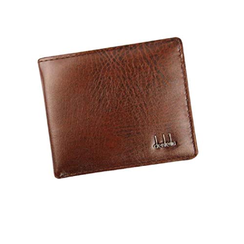 Preisvergleich Produktbild Geldbörse Herren Klein PU Leder Brieftasche Herren CLOOM Studenten Brieftasche Kartenhalter Geldbeutel klein Schwarze Herren Ledergeldbörse Querformat Portemonnaie Herren Geldbeutel Männer (Braun)