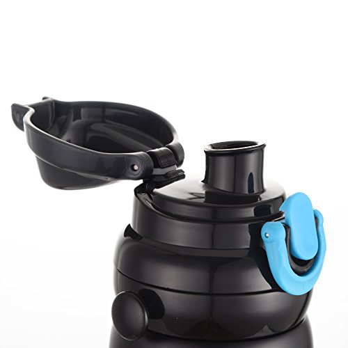 Kooyi 800 ML Thermobecher aus Edelstahl mit 2 verschiedenen Deckeln, Multifunktionale Isolierbecher (Schwarz) - 2