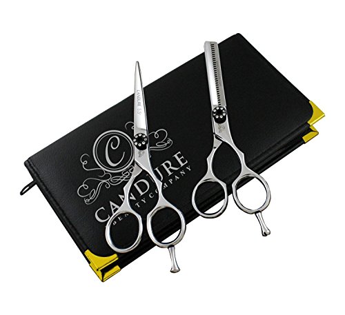 Preisvergleich Produktbild CANDURE® - Professionell Haarscheren Set Mikroverzahnt Effilierschere Modellierschere Friseur Scheren Set, 5,5'' (13,97cm) - Haarschneideschere - friseurscheren - Schwarz