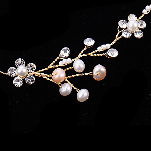 Haarschmuck von Oshide Blättern und Blumen Weiß Perlengirlande mit Strass Braut Braut Haarschmuck - 5