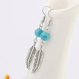 'Hecho a mano Tema Kercisbeauty - Pendientes de gota con plumas de color turquesa para mujeres y niñas, regalo perfecto para ella, cumpleaños, aniversario, día o fiesta