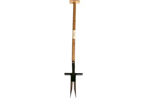SattesGrün® Ampferstecher Unkrautstecher aus legiertem Stahl mit Holzstiel und T-Griff – ergonomischer Gartenhelfer zum Entfernen von Ampfer & Unkraut, 95 cm, 2,4 kg, chemiefrei, langlebig