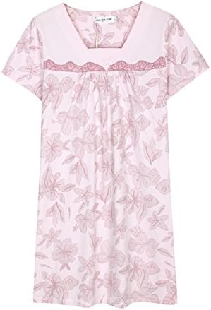 Summer floral print short sleeve cotton nightdress/ thin ladies pyjamas-A L