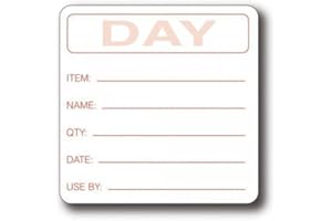 MILETA Your own day. Item/Date/Use By 50x50mm food label.