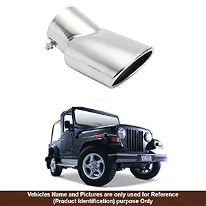 Oshotto Stainless Steel SS-009 Car Exhaust Muffler Silencer Cover Compatible with Mahindra Thar (Chrome)