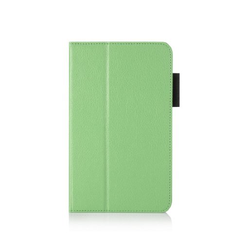 Invero® Premium Hülle Ledertasche umfasst Ständer Feature, Displayschutzfolie und Eingabestift Kugelschreiber für Samsung Galaxy Tab 4 7,0 Zoll SM T230 T231 (Grün / Green) - 2