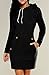 Produktbild Swallowuk Hoodies Kleider Damen Langarm Sweatshirt Kleid Rollkragen Bodycon MiniKleid Cocktail Partykleid Outwear Lange Pullover Kapuzenpullover (S, Schwarz)