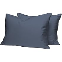 Pizuna Set di 2 Federe per letto matrimoniale cotone 50x80 cm blu