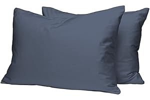 PIZUNA LINENS Pizuna Set di 2 Federe per letto matrimoniale cotone 50x80 cm Blu Scuro, 400 fili con trama Sateen in 100% Cotone a fiocco lungo Federa cuscino 50x80 (Federa cuscino Blu Scuro - 2 pezzi)