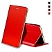 Produktbild EATCYE iPhone X Handyhülle,iPhone X Hülle, [Echt Leder] Handyhülle [Extra Dünn] Brieftasche Flip Lederhülle Schutzhülle [Versteckt Magnet] Echt Leder Brieftasche Hülle für Apple iPhone X (Rot)