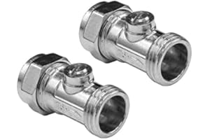 HEP BRINGING YOUR SPACE TO LIFE hep® 15mm x 1/2" Male Flat Faced Matt Chrome Service Isolationg Valve Suitable for Flexi Hose Pipes to Toilet, Basin, Kitchen Pack of 2