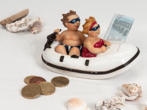 Spardose Paar im Schlauchboot