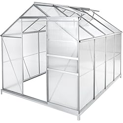 TecTake Serre de jardin et polycarbonate alu tente abri plante jardinage - diverses modèles - (250x185x195 cm avec base | no. 402475)