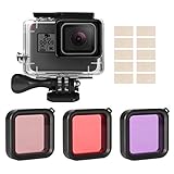 【WHAT USTED GET】---Qué Obtiene: 1 x carcasa impermeable, 1 x filtro rojo, 1 x filtro rojo claro, 1 x filtro magenta, 10 x insertos antivaho. Con la promesa de 30 días de garantía de devolución de dinero si hay algún problema con el producto.