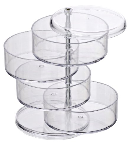 WENKO 20990100 Kosmetik Organzier Tower Transparent – mit 4 drehbaren Fächern, Kunststoff – Acryl, 11.5 x 17.5 x 11.5 cm, Transparent - 7
