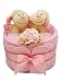 Twin Baby Lamb Pink Girls Nappy Cake Baby Gift with FREE UK Delivery
