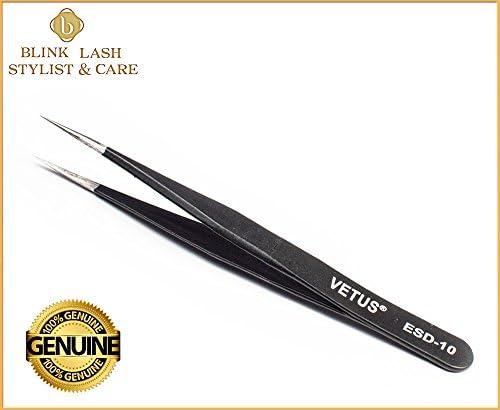 VETUS Black Tweezers ESD-10 by Blink Lash Stylist & Care / tweezers eyelash extension