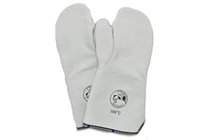 ERRE4M Guanti da forno manopola polso da 15 cm professionali in pelle da 300°C