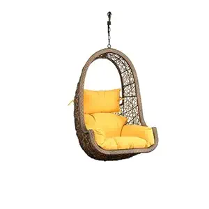 FurniFuture Maria Outdoor Hanging Swing Chair Without Stand (Golden)