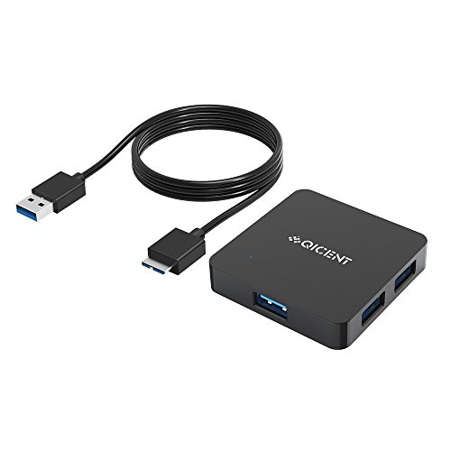 QICENT Concentrador USB 3.0 HUB 4 Puertos con BC 1.2 para Ordenador,Macbook Pro,iMac-Negro