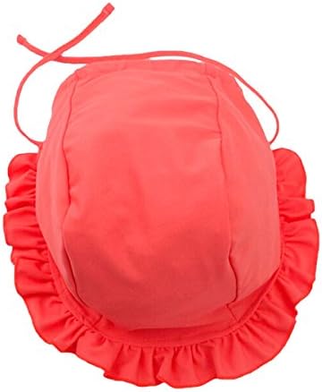 Fletion Cute Kids Swim Cap Sun Summer Beach Water Sports Bathing Swimming Caps with Lotus Leaf Ruffle Brim and Adjustable Chin Strap for 1-8 Years Unisex Baby Boys Girls Kindergarten Toddler Children