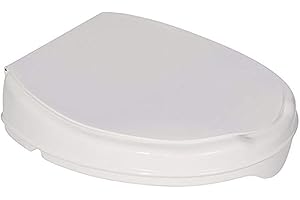 Homecraft Savanah Raised Toilet Seat with Lid, 5.08 cm (2 Inch) High, Elevated Toilet Seat Locks onto Toilets with Sturdy Brackets, Portable Assistance Seat for Elderly, Disabled and Limited Mobility
