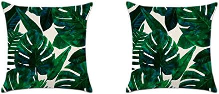 Modern Simple Plants Series Cotton &amp; Linen Burlap Square Throw Pillow Covers, 18 x 18 Inches, Set of 2