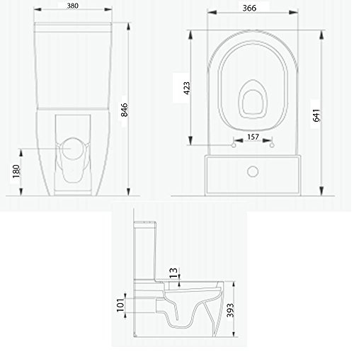 Design Stand WC mit Geberit Spülgarnitur Keramik Toilette Spülkasten WC Set WC-Sitz mit Soft-Close (Quick-Release Funktion) - 7