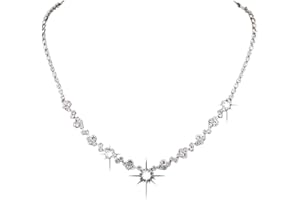 Unicra Bride Wedding Necklace Earrings Set Rhinestone Silver Jewelry Set Silver Bridal Choker for Women and Girls (A)…