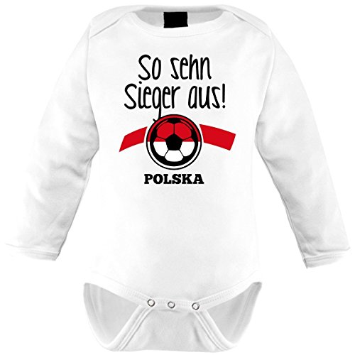 Mikalino Langarm Babybody So sehn Sieger aus Polska, Farbe:weiss;Grösse:0-3 Monate-
