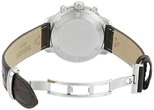 Tissot Men's Brown Leather Band Steel Case Swiss Quartz Silver-Tone Dial Chronograph Watch T0554171601701