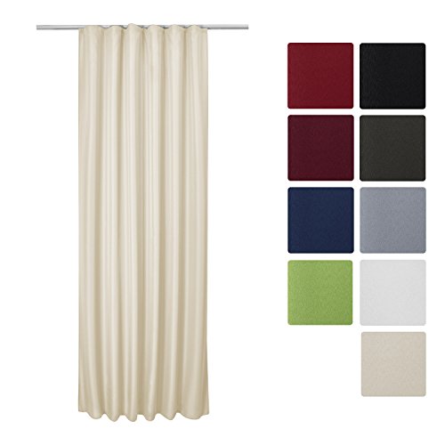 Beautissu® Blickdichter Kräuselband-Vorhang Amelie - 140x175 cm Creme (Beige) Uni - Dekorative Gardine Universalband