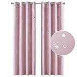 QUE CONTIENE: 2 paneles de Cortinas Estrellas Estampadas, cada unidad se mide 132 x 210 cm (Ancho x Largo). Las cortinas de color oscuro ayudan a oscurecer la habitación y proporcionar intimidad